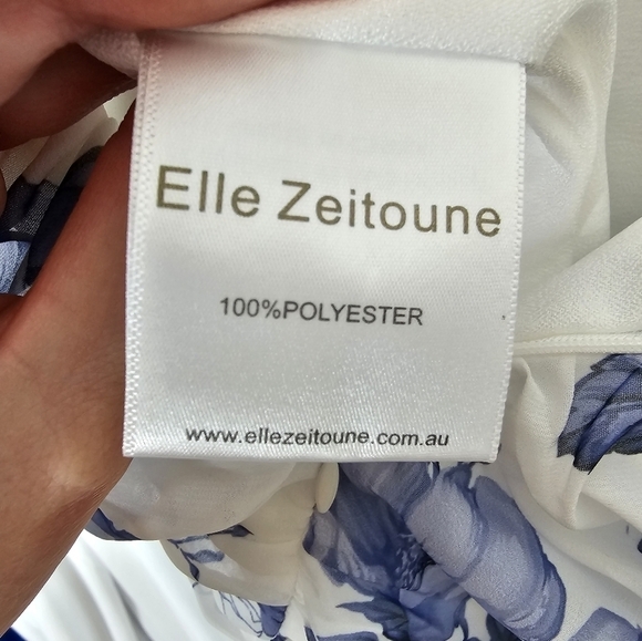 Elle Zeitoune Size Xs Blue And White Ruched Floral Minidress Nwt - Picture 6 of 6